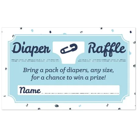 Hello Little One - Blue and Silver - Diaper Raffle Boy Baby Shower Game -18 Count