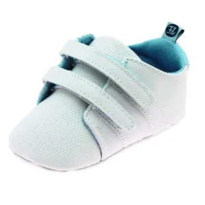 First Steps Cute Baby Boys Athletic Fashion Sneakers Trendy Gym Shoe Casual Kicks Soft Sole Newborn Prewalker White Size 4 (9-12 Months)