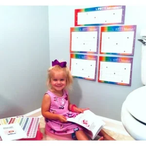 ULTIMATE POTTY TRAINING SYSTEM-GIRL- RAINBOW CHART- 4 Week Reward Chart, Potty, Coloring Booklet, Stickers, Guide, Book, Bracelet, Mounting Putty and Certificate!