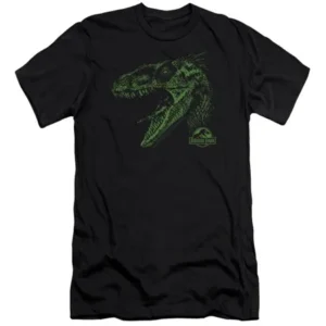 Jurassic Park Dinosaur Movie Spielberg Raptor Mount Adult Slim T-Shirt Tee