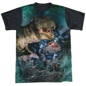 Jurassic Park 1993 Sci-Fi Thriller Movie Dino Meeting Adult Black Back T-Shirt