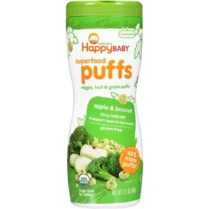 Happy Baby Organics Apple & Broccoli Superfood Puffs, 2.1 oz