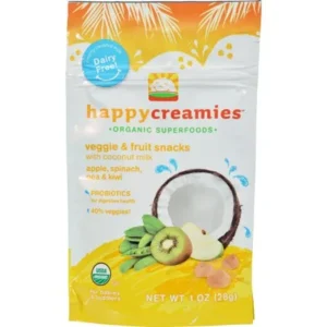 Happy Baby Organic Creamies Apple, Spinach, Pea & Kiwi Freeze-Dried Veggie & Fruit Snacks, 1 oz