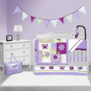 Pam Grace Creations Lavender Butterfly 10 Piece Crib Bedding Set