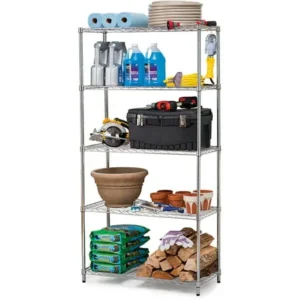 Work Choice 5-Tier Commercial Wire Shelving Rack, Zinc