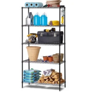 Work Choice 5-Tier Commercial Wire Shelving Rack, Black