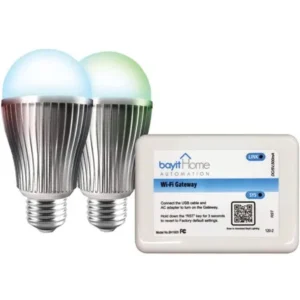Bayit Home Automation Bh1805 LED Lighting Starter Kit with 2 LED Color-Changing Light Bulbs and WiFi Gateway