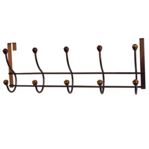 Elegant Home Fashions 5-Hook Over-the-Door Storage Unit, Amber Acrylic Ball/Oil Rubbed Bronze