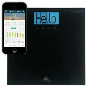 Weight Gurus Smartphone Connected Digital Bathroom Scale, Large Backlit LCD and Weightless Technology