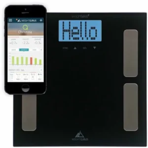 Weight Gurus Smartphone Connected Digital Body Fat Scale, Large Backlit LCD and Weightless Technology