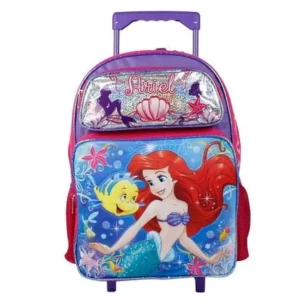 Disney Little Mermaid Ariel 16" Large Rolling Backpack for Girls