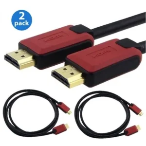 2-Pack Insten High Speed HDMI Cable version 1.4 with Ethernet, 6FT 6' RED/BLACK (2pcs Bundle Set)