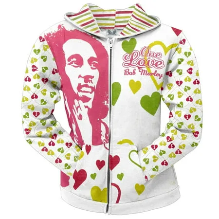 Bob Marley - One Love All Over Juniors Zip Hoodie