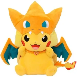 New Pokemon Pikachu With Charizard hat Plush Soft Toy Stuffed Animal Doll 9''.