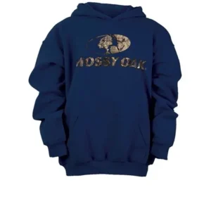 Mossy Oak Youth Hunting Hooded Sweater Kids Hoodie (Navy, Small)