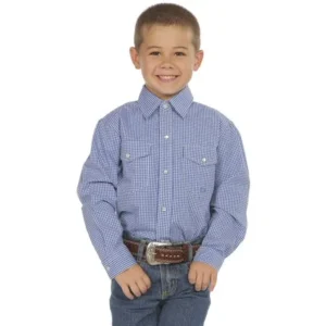 Roper Apparel Boys Apparel Blue/White Check Long Sleeve Shirt