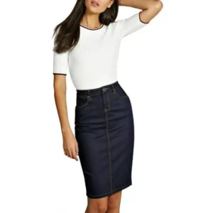 HyBrid & Company Womens Super Comfy Perfect Fit Stretch Pull on Stretch Denim Skirt, SK22880X-INDIGO-14