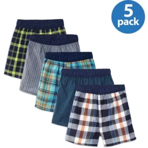 Fruit of the Loom Boys' Assorted Covered Waistband Boxers 5 Pack