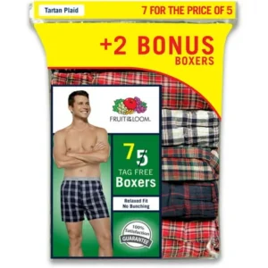 Fruit Of The Loom Ftl 5+2 Bonus Tartan Boxer, Size Small