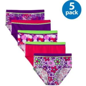 Girls' Cotton Stretch Brief Panties, 5 Pack Assortment May Vary