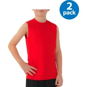 Fruit of the Loom Boys Sleeveless Tee - Your Choice 2 Pack Value Bundle