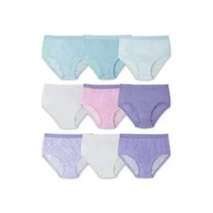 Fruit of the Loom Girls Assorted Cotton Brief Underwear, 9 Pack Panties (Little Girls & Big Girls)