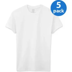 Fruit of the Loom Boys' White Short Sleeve Crew T Shirts, 5 Pack