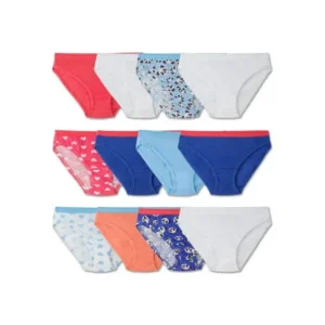 Fruit of the Loom Assorted Cotton Bikini Underwear, 12 Pack Panties (Little Girls & Big Girls)