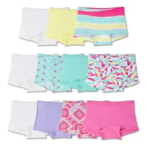 Fruit of the Loom Girls Assorted 100% Cotton Boy Short Underwear, 11 Pack Panties (Little Girls & Big Girls)