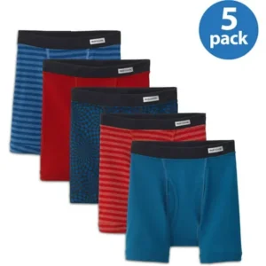 Fruit of the Loom Boys' Covered Waistband Short Leg Boxer Brief, 5-Pack