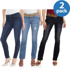 Faded Glory Womens Belted Jeans, 2 pack