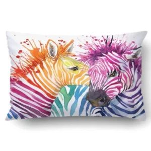 ARTJIA Funny rainbow zebra splash watercolor textured Pillowcase Throw Pillow Cover Case 20x30 inches