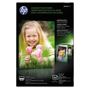 HP Everyday Glossy Photo Paper, 53 lbs., 4 x 6, 100 Sheets/Pack