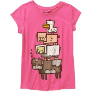 Minecraft Girls' Animal Totem Short Sleeve Crew Neck Graphic T-Shirt