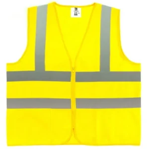 TR Industrial T801 Neon Safety Vest with Front Zipper Knitted, Large, Yellow
