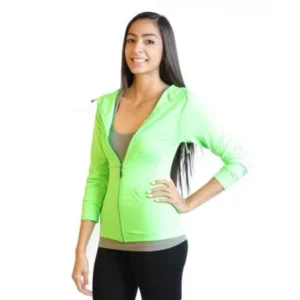 SoHo Junior Long Sleeve Full-Zip Hooded Jacket Hoodie (One Size Fits All) - Neon Green