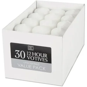 Unscented 12 Hour Votive Candles, 30 Pack
