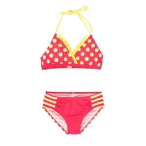 Big Chill Little Girls' Polka Dots and Stripes Bikini Two Piece Swimsuit Set