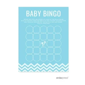 Baby Bingo Baby Blue Chevron Baby Shower Games, 20-Pack