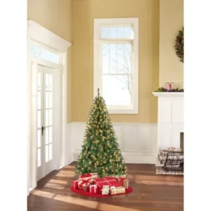 Holiday Time Pre-Lit 6.5' Madison Pine Green Artificial Christmas Tree, Clear Lights