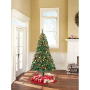 Holiday Time Pre-Lit 6.5' Madison Pine Green Artificial Christmas Tree, Multi Lights