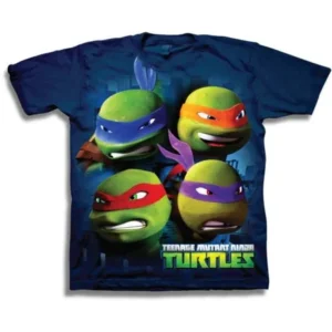 TMNT 3D Group Character Heads Shot Boys' Short Sleeve Graphic Tee T-Shirt