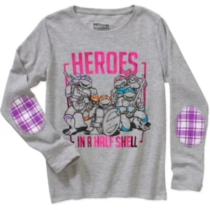 Heroes In A Half Shell Girls' Long Sleeve Thermal With Elbow Patch