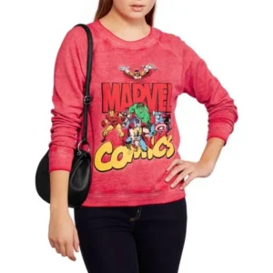 Marvel Juniors' Classic Avengers Burnwash Graphic Pullover Sweatshirt