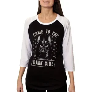 "Star Wars Juniors' ""Come To The Dark Side"" Darth Vader Graphic Drapey Raglan 3/4 Sleeve Top"