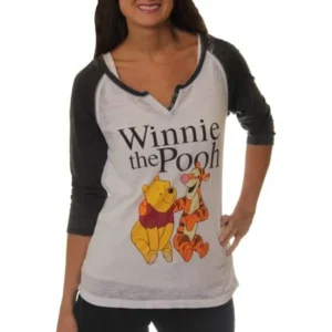 Disney Women's Winnie the Pooh and Tigger Graphic Baseball T-Shirt