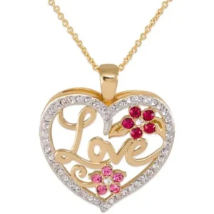 Gold- Plated "love" Clear Crystal Heart