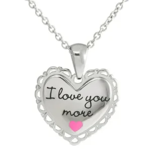 Connections from Hallmark Girls' Stainless Steel "I Love You More" Heart Pendant