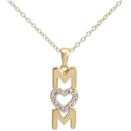 Gold Plated Brass Vertical Mom Pendant
