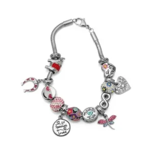 Crystal Stainless Steel So Special So Loved Charm Bracelet Set